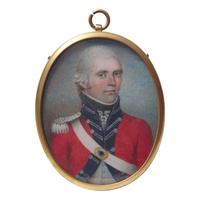 English School 18th Century, A Portrait Miniature of a British Red Coat Officer