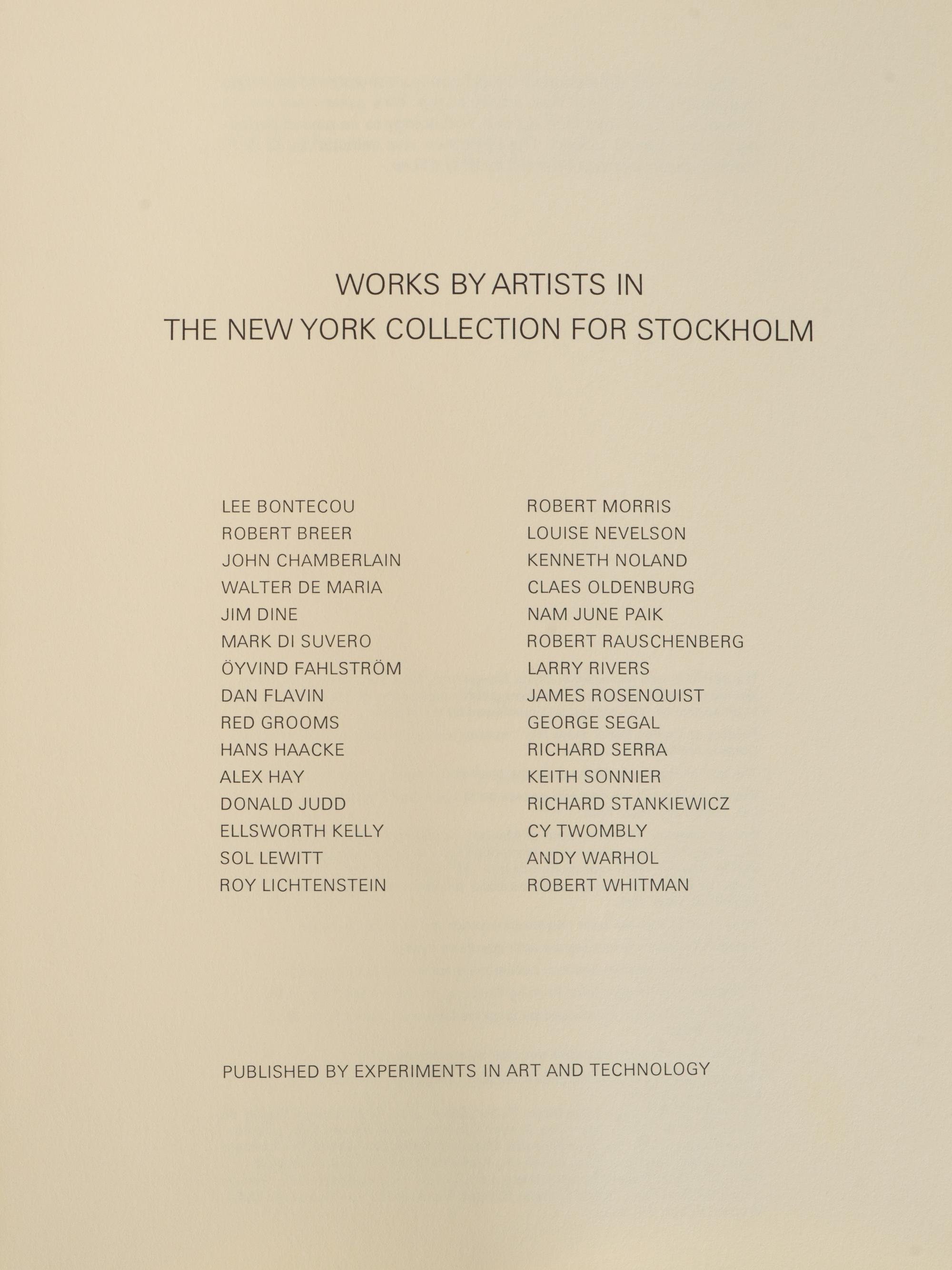 The New York Collection for Stockholm Portfolio , 1973 (complete portfolio of seventeen screenprints, nine lithographs, two lithographs with screenprint, one photocopy, one photograph (11 printed in colors))