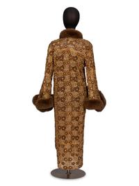 Adrienne Landau, Beaded Lace & Fur-Trimmed Robe