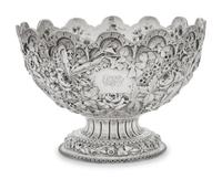 An S. Kirk and Son Coin Silver Repousse Centerpiece Bowl
