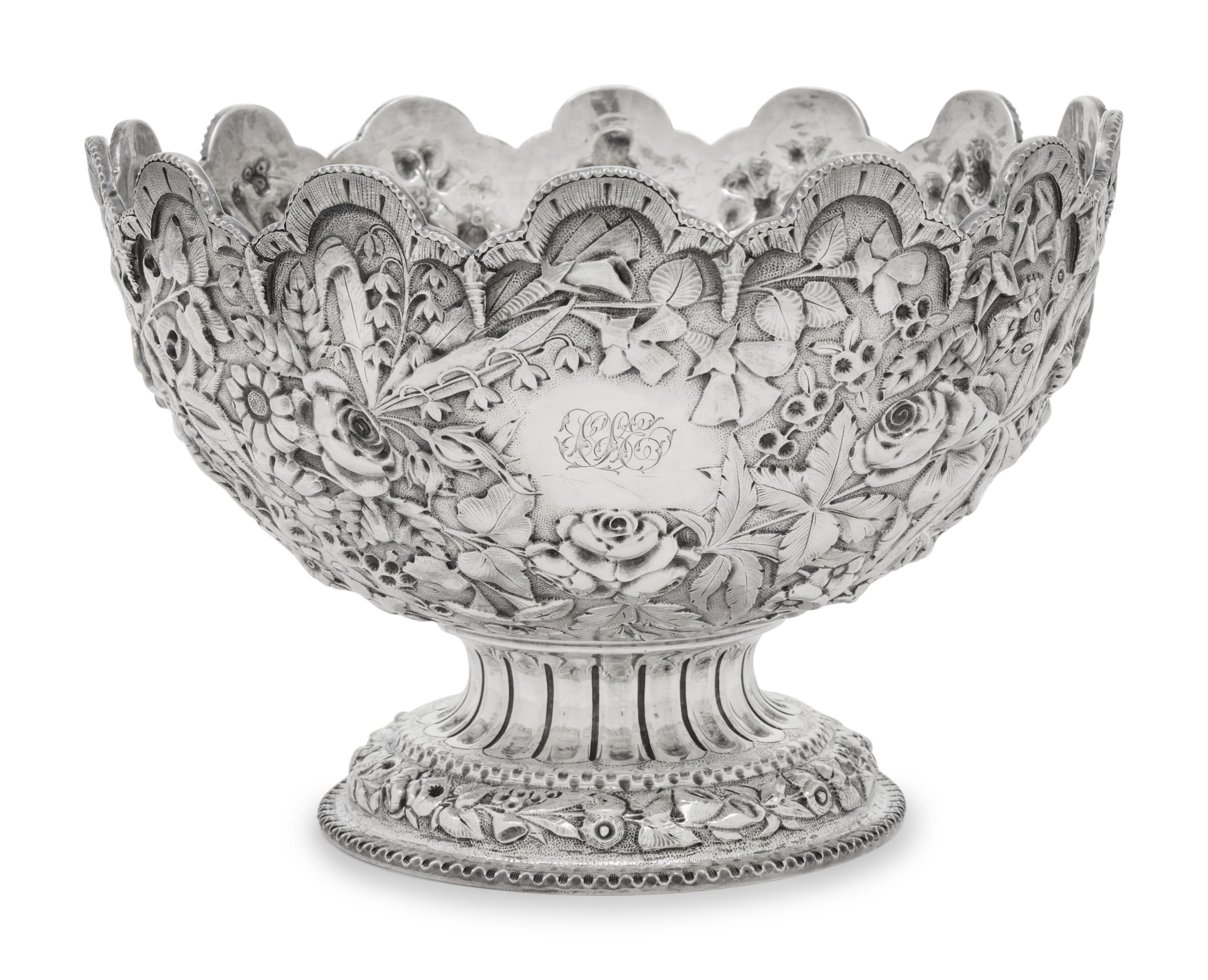 An S. Kirk and Son Coin Silver Repousse Centerpiece Bowl