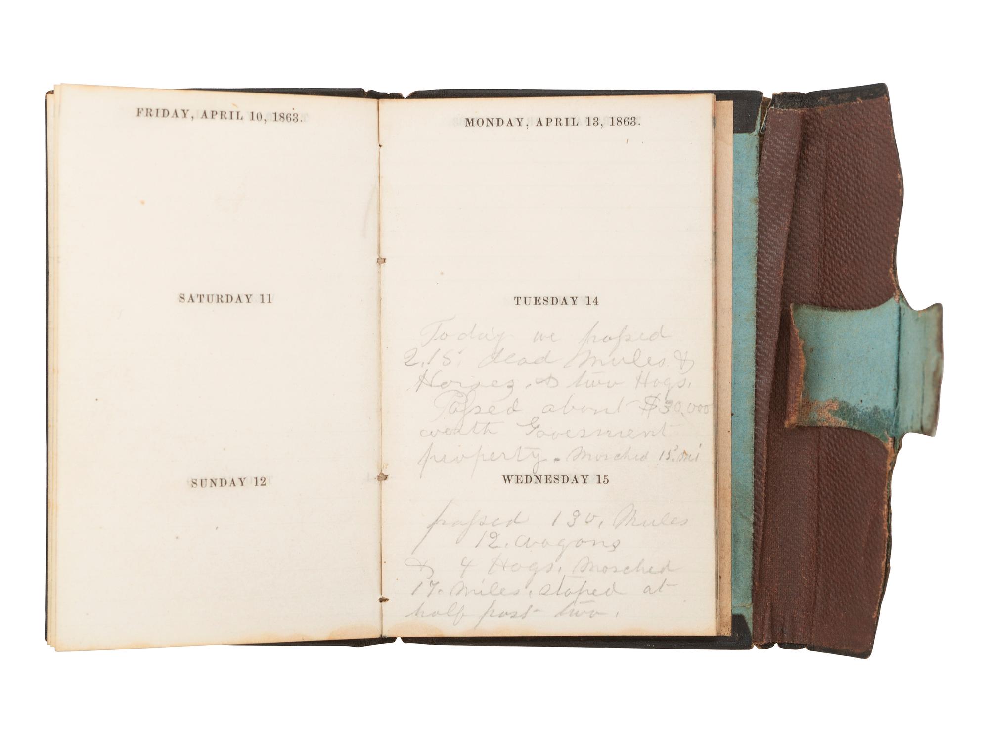 [CIVIL WAR]. 1863 diary of Private Lewis W. Jacks, 112th Illinois Infantry, wounded at Resaca.