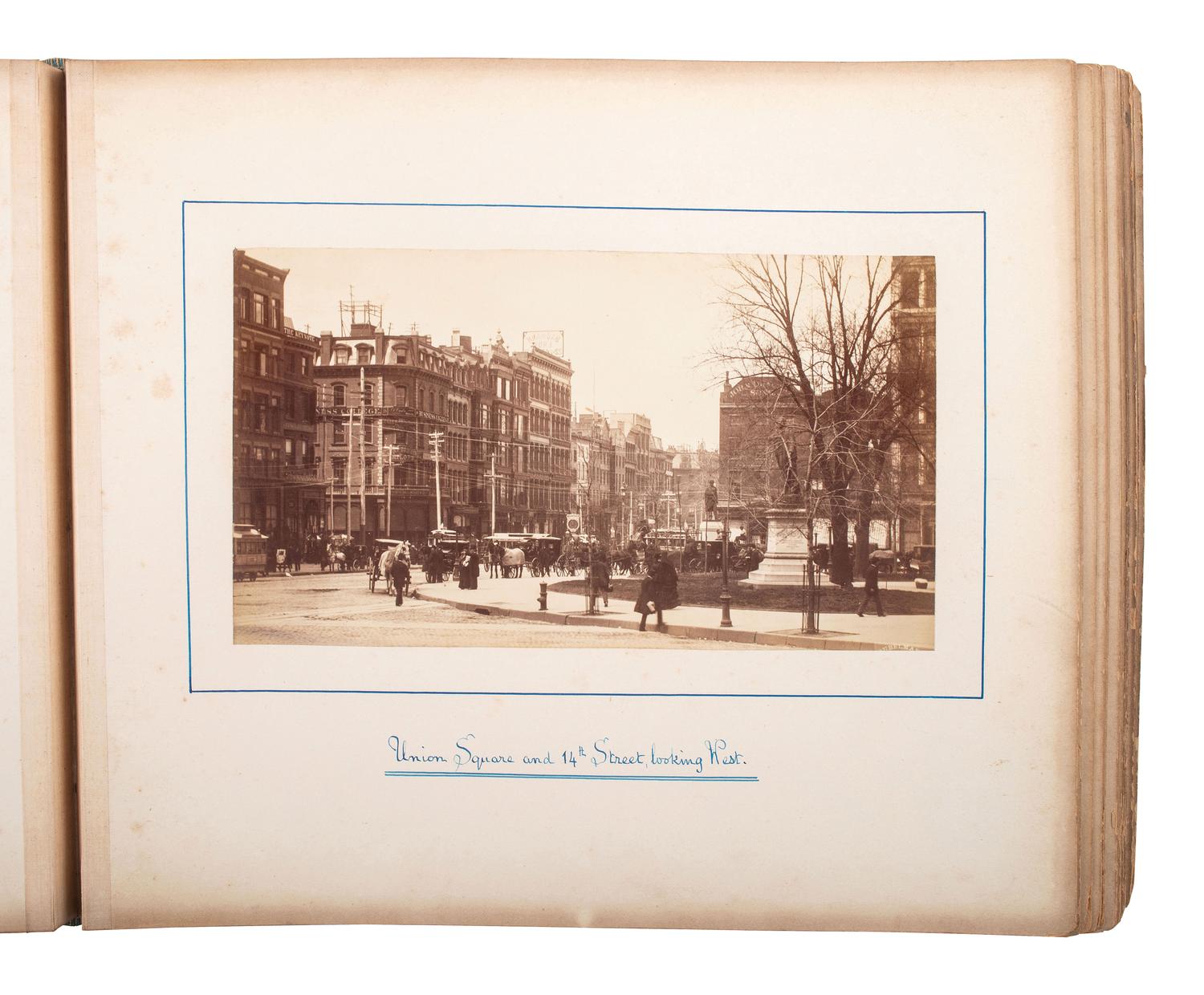 [EARLY PHOTOGRAPHY] -- [NEW YORK]. Album with photographs documenting a trip to New York, 1886.