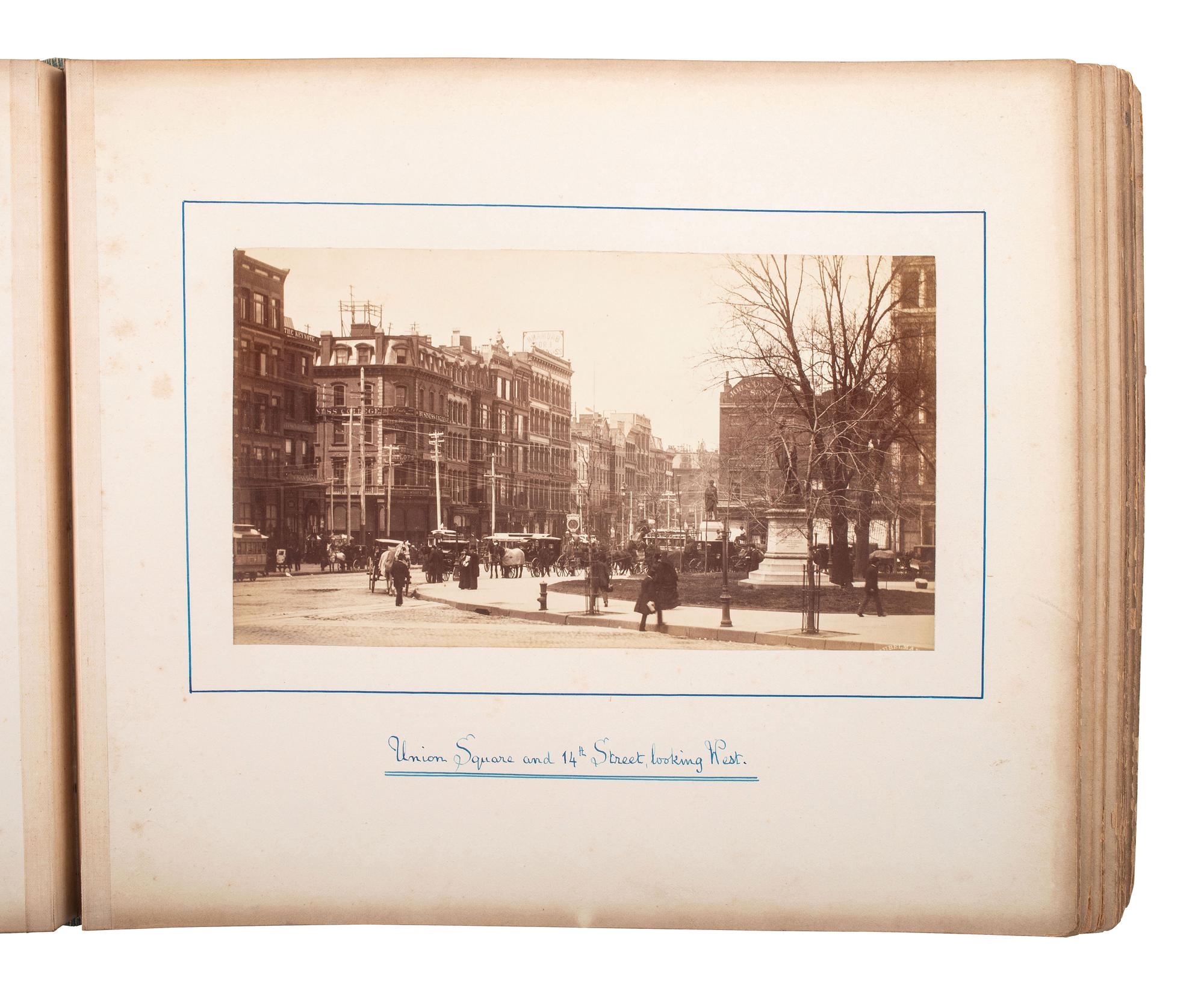 [EARLY PHOTOGRAPHY] -- [NEW YORK]. Album with photographs documenting a trip to New York, 1886.