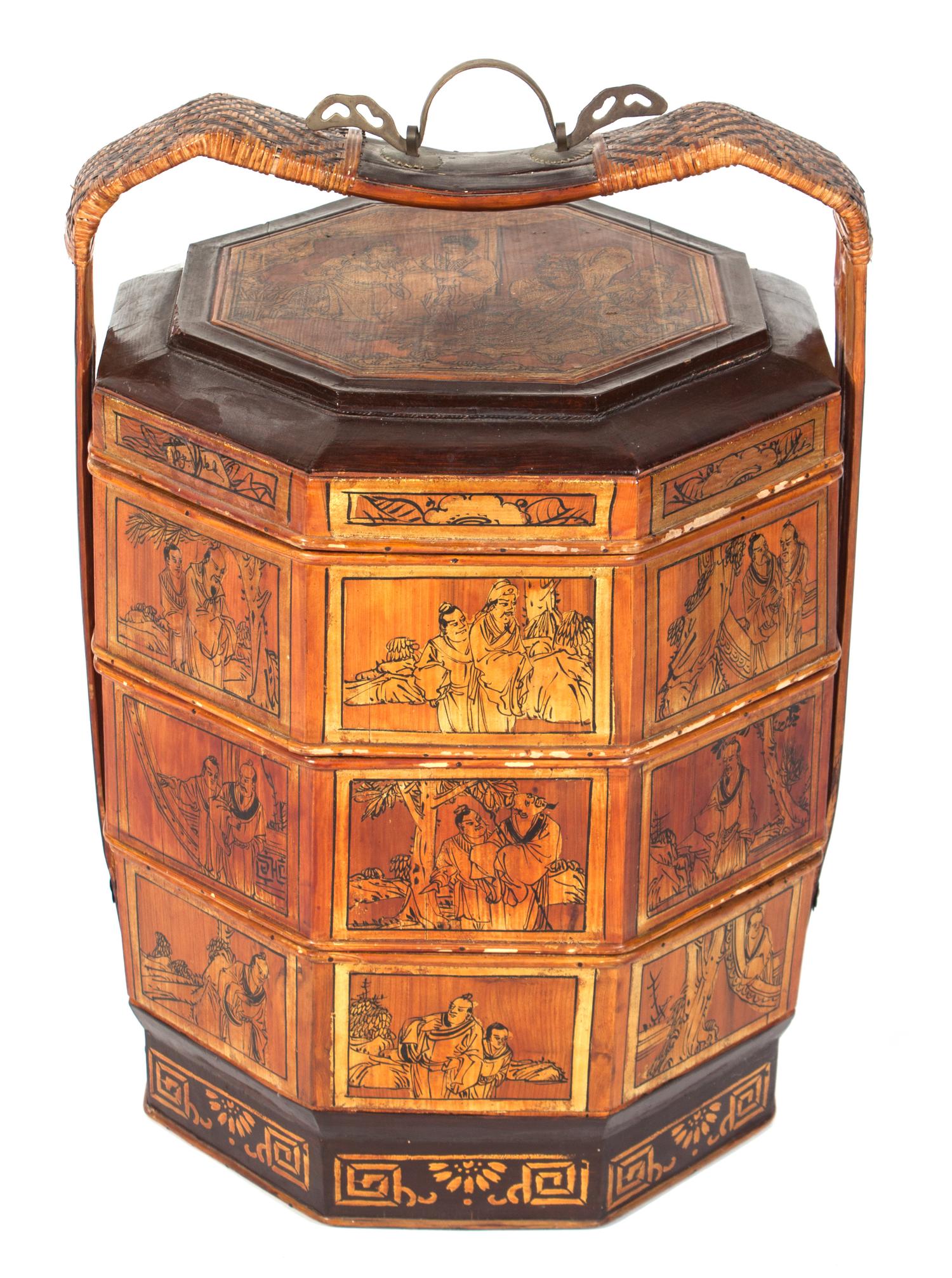 A Chinese Lacquered Locking Container Height 24 inches. — 20TH CENTURY
