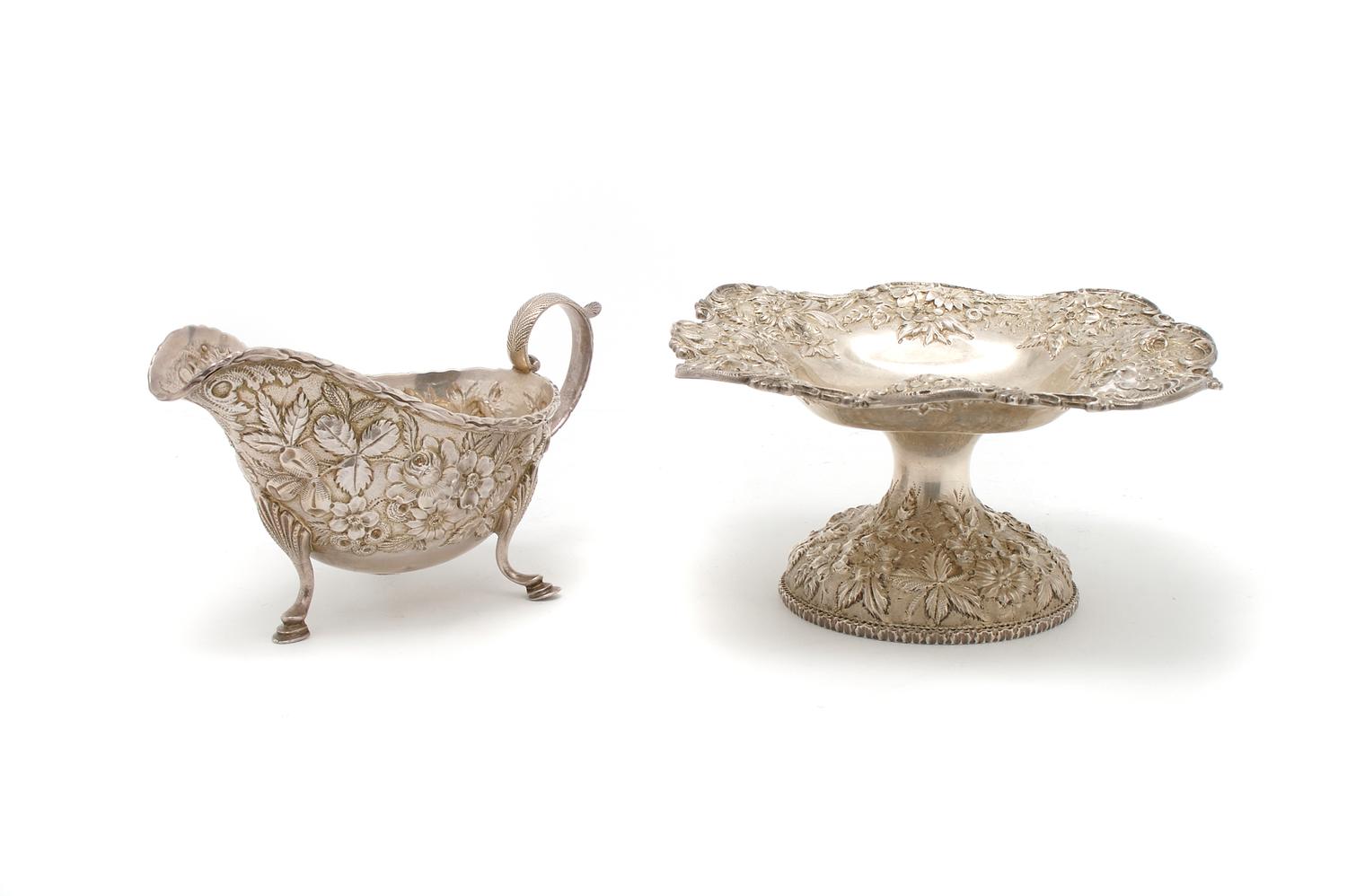 An American Sterling Silver Gravy and Compote, S. Kirk & Son Co., Width of first 7 1/2 inches.