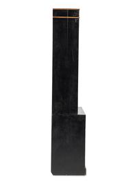 A Regency Black Lacquered and Parcel Gilt Vernis Martin Decorated Step-Back Cabinet