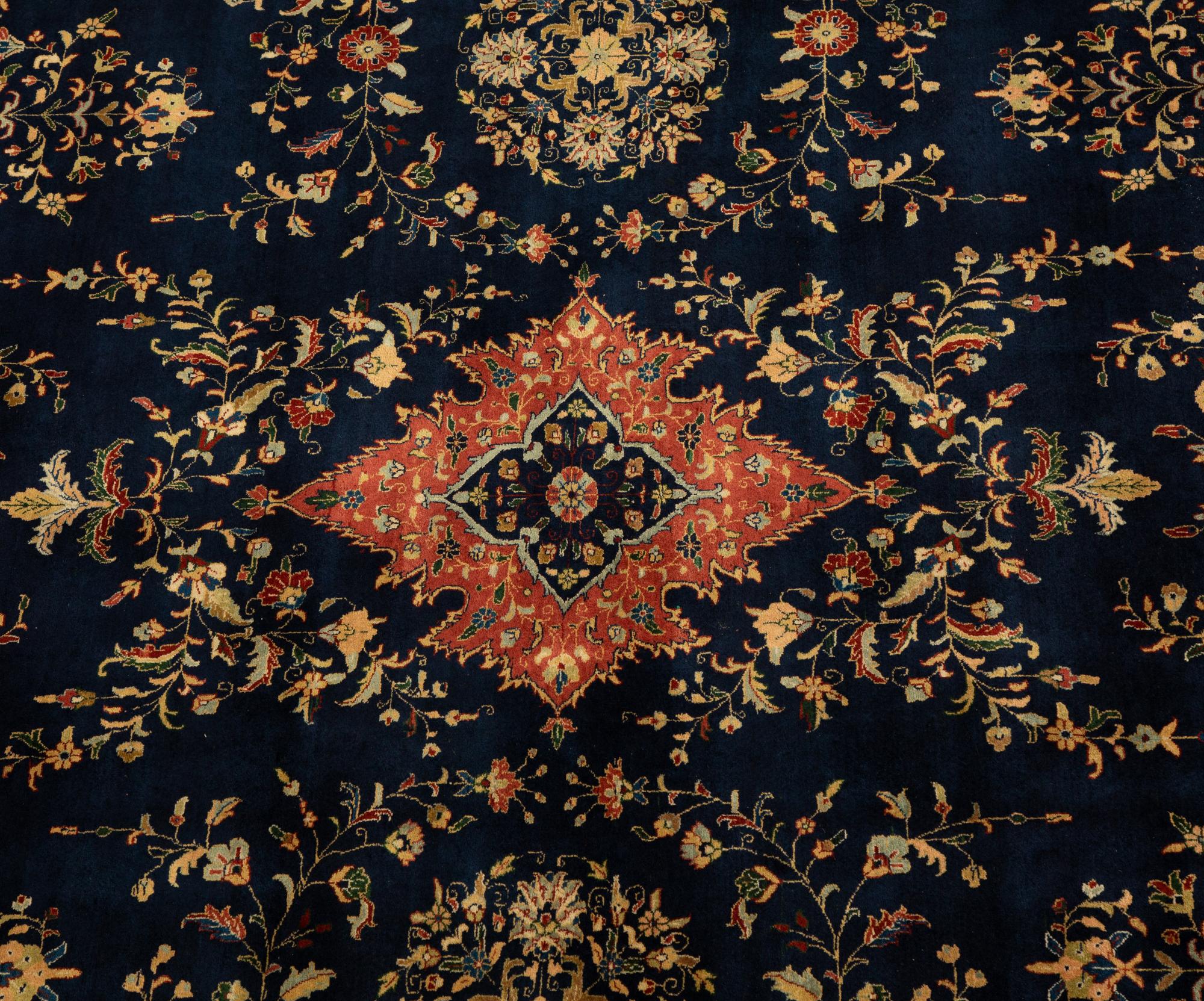 An Indian Persian Design Wool Rug — 20th Century
