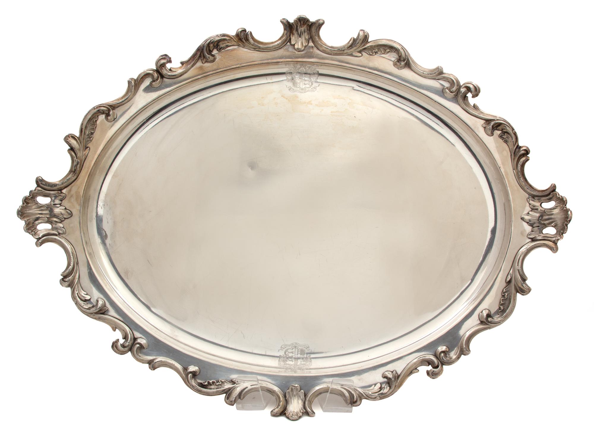 A Pair of Silver Plate Oval Serving Trays Length 27 1/4 x width 20 1/4 inches. — 19TH CENTURY