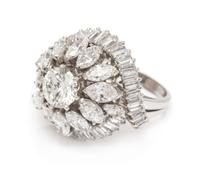 A Platinum and Diamond Bombe Ring, 11.80 dwts.