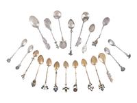 Twenty Silver and Enamel Souvenir Spoons