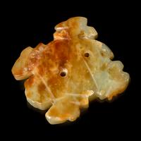 A Small Chinese Hongshan Style Celadon and Russet Jade Turtle Amulet 紅山風格 青玉龜