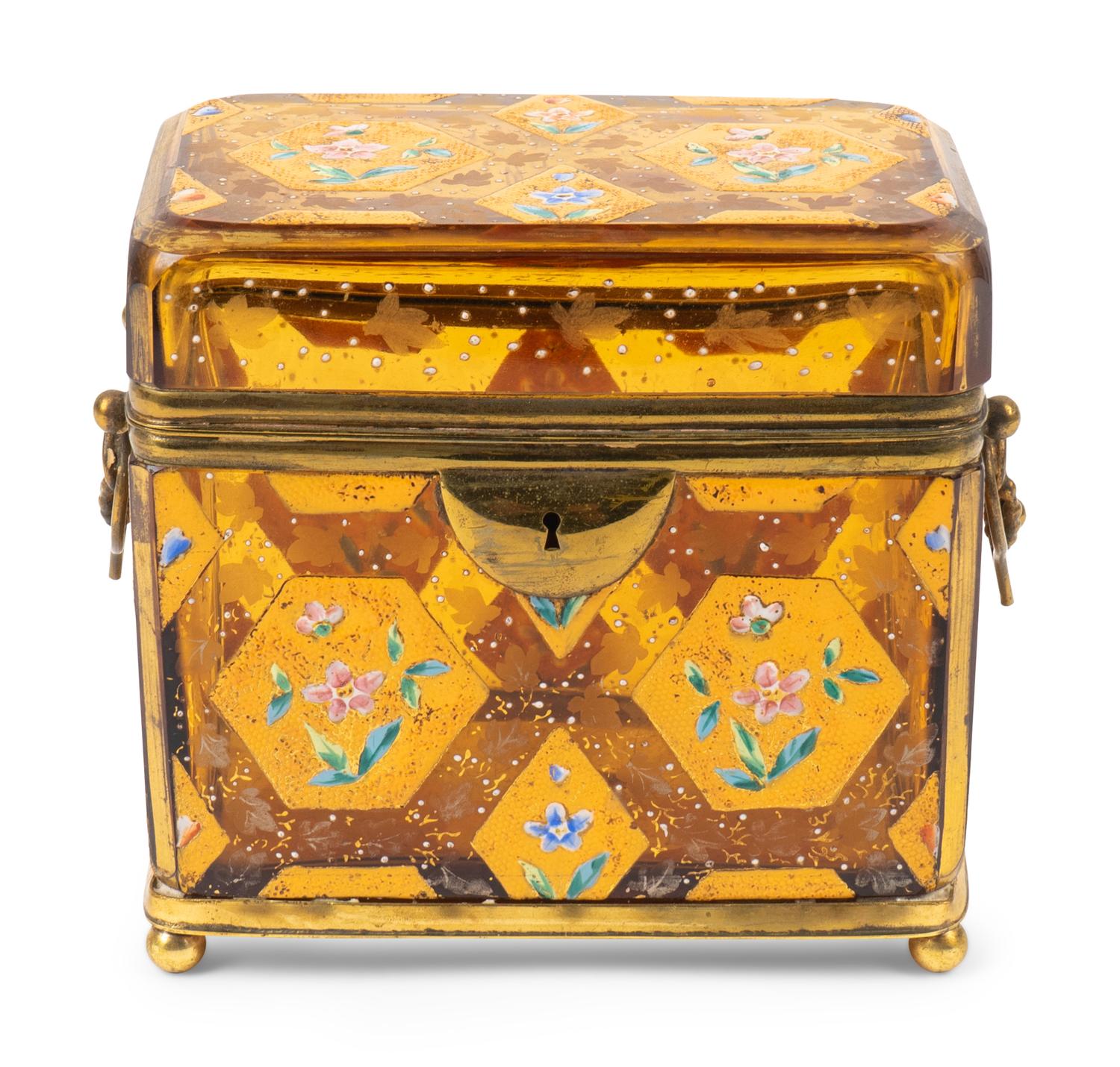 A Continental Enameled Ruby-Flashed Glass Box — LATE 19TH/EARLY 20TH CENTURY
