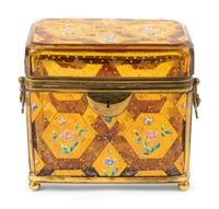 A Continental Enameled Ruby-Flashed Glass Box — LATE 19TH/EARLY 20TH CENTURY