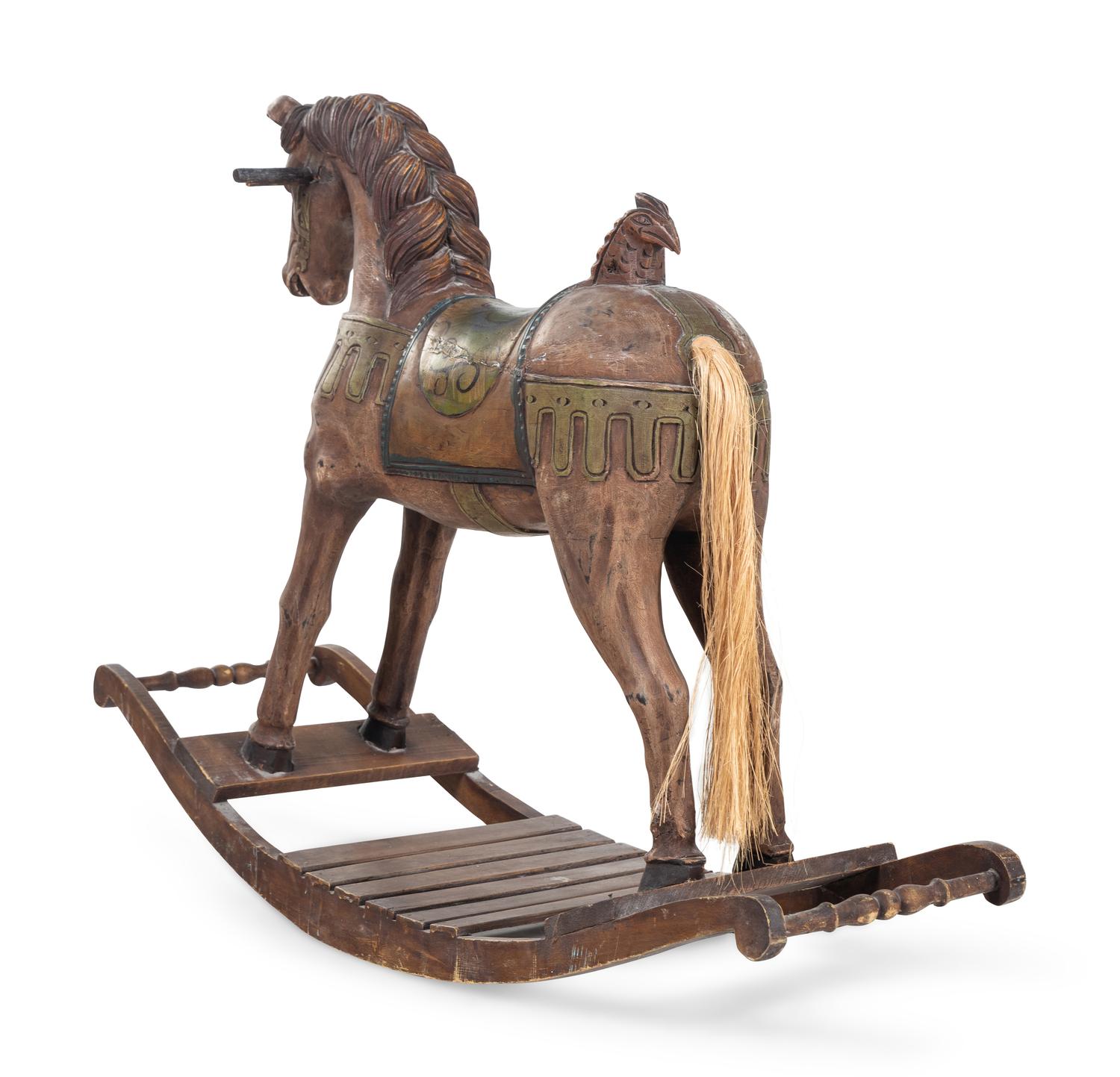 A Painted Wood Rocking Horse