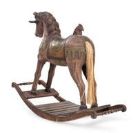 A Painted Wood Rocking Horse