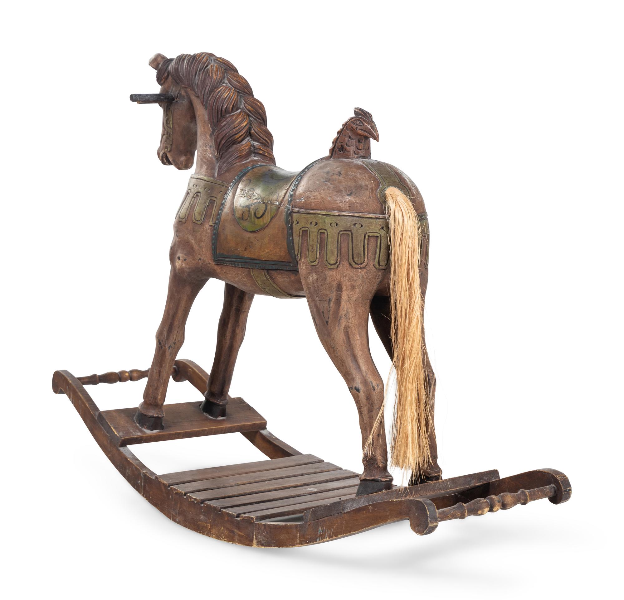 A Painted Wood Rocking Horse