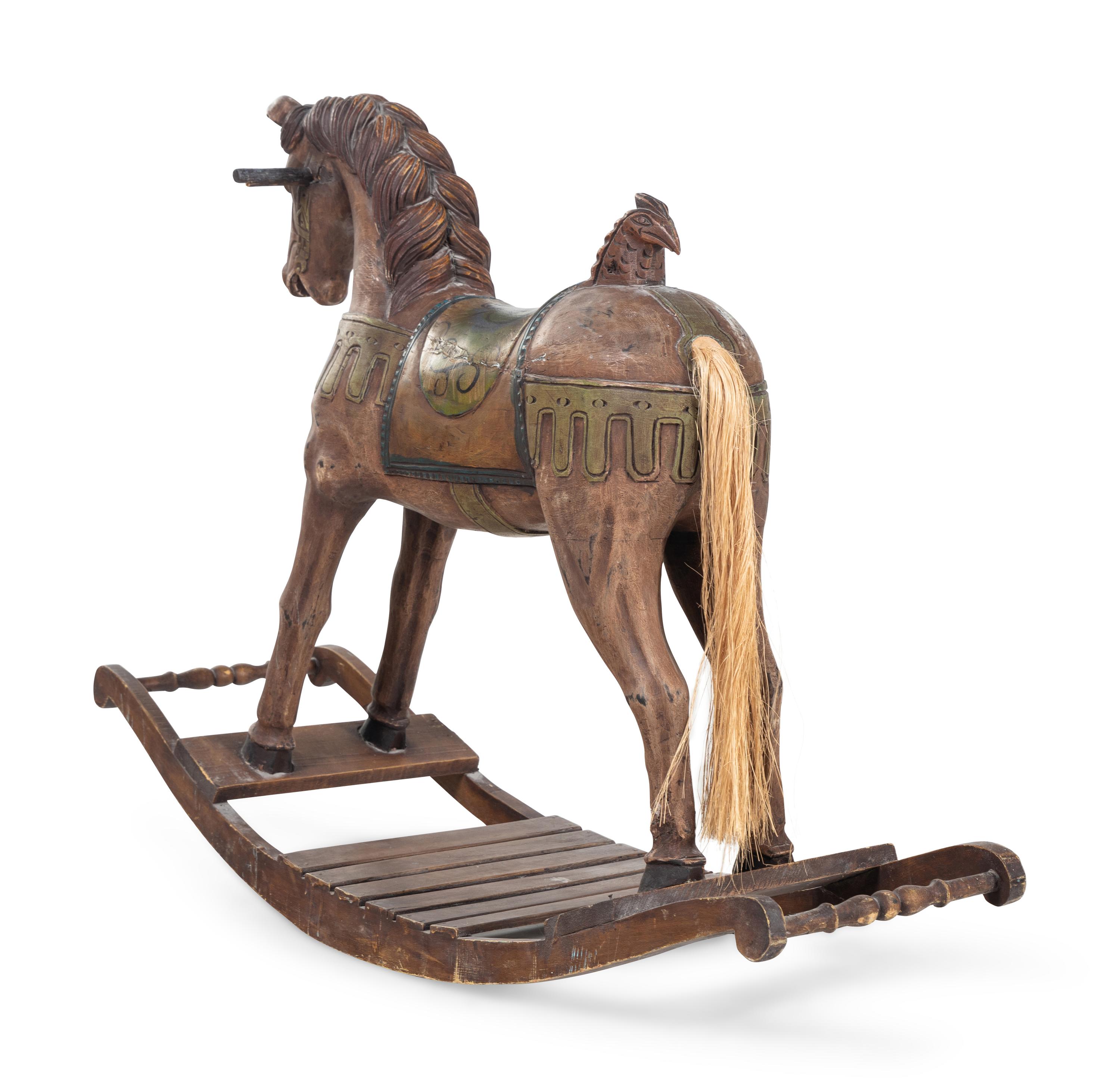 A Painted Wood Rocking Horse