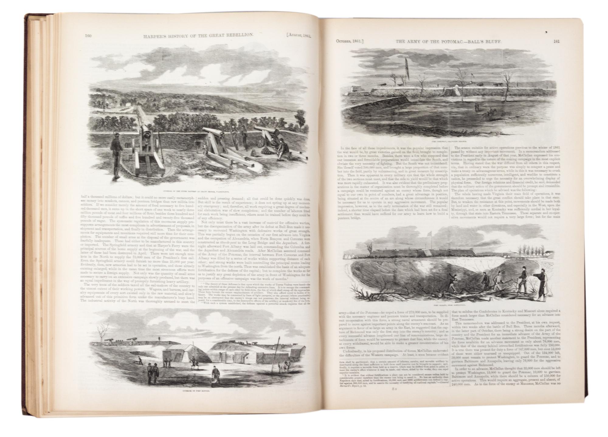 (CIVIL WAR, HARPER'S WEEKLY) Pictorial History of the Civil War. 2 vols. With Pictorial History of the Great Rebellion. NY, 1866. (3)