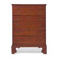 A Chippendale Red-Stained Pine Tall Chest