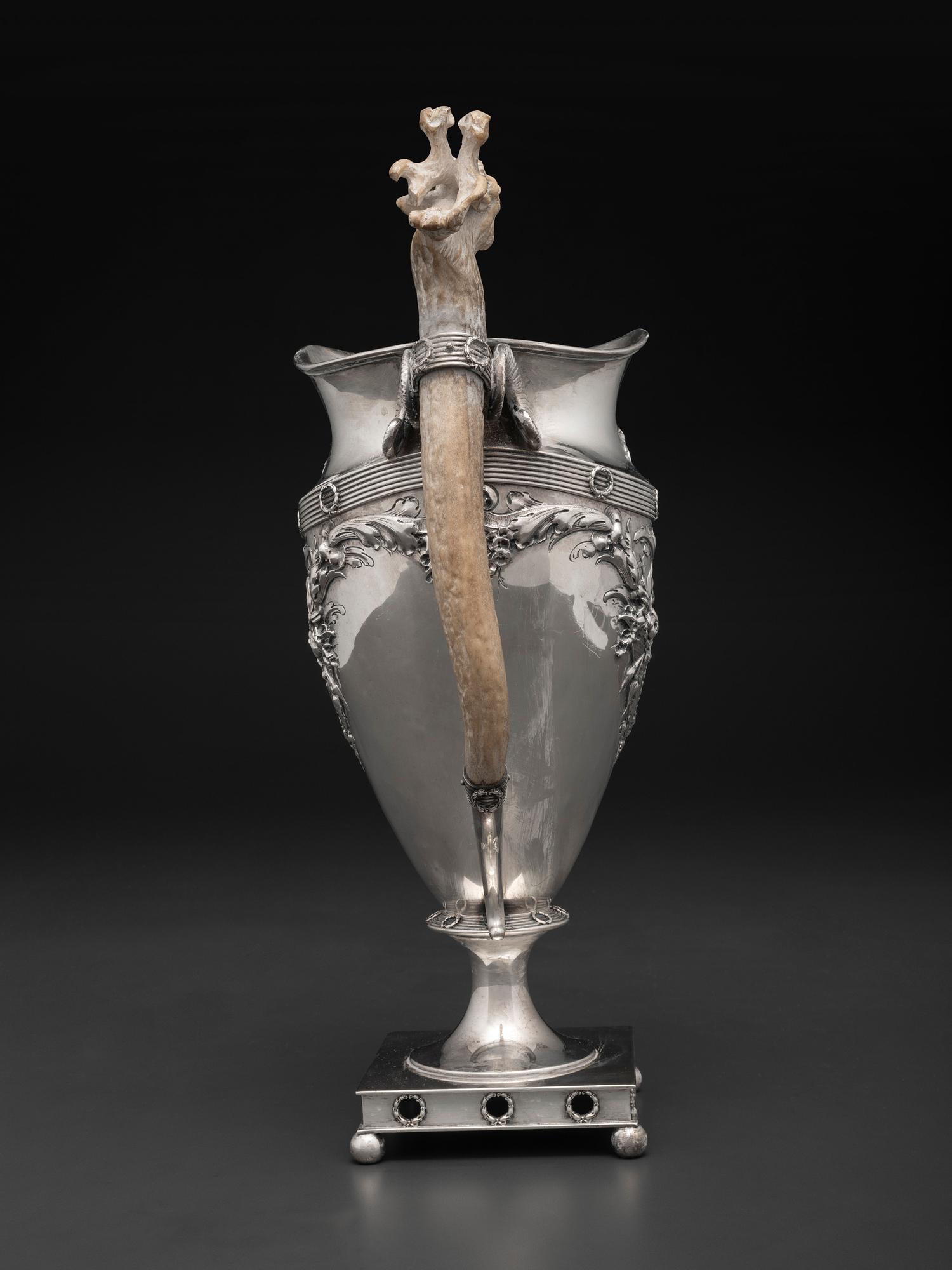An American Horn-Mounted Silver Pitcher