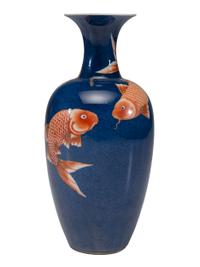 A Chinese Powder Blue Glazed Porcelain Baluster Vase