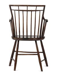 A Birdcage Windsor Scroll-Carved Armchair