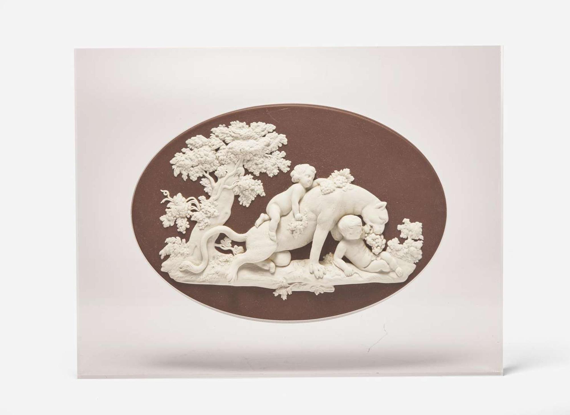 A Wedgwood Black Jasperware "Bacchanalian Boys and Panther" Plaque, UK, 2008