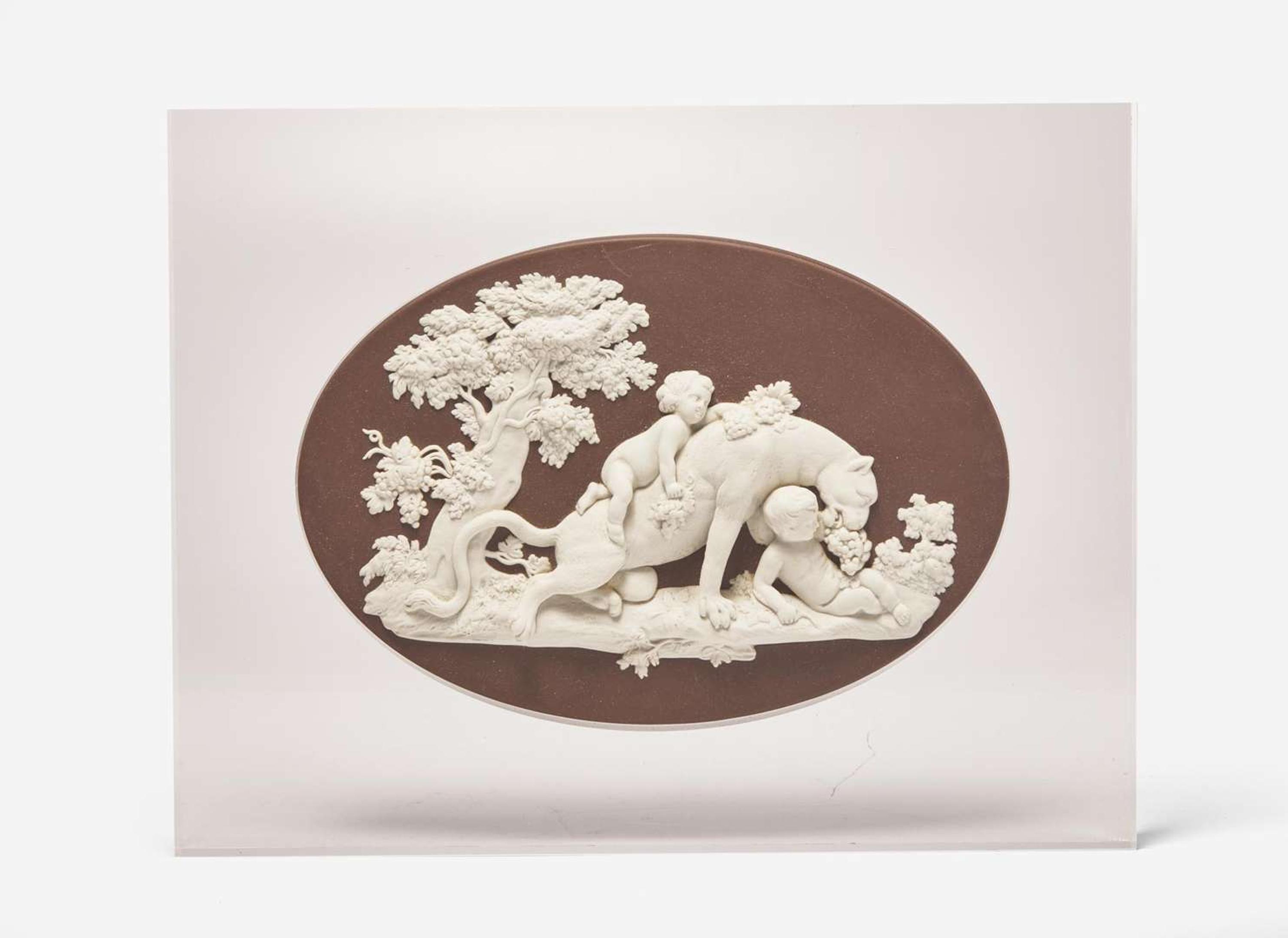 A Wedgwood Black Jasperware "Bacchanalian Boys and Panther" Plaque, UK, 2008