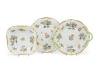 A Group of Herend Queen Victoria Porcelain Serving Articles