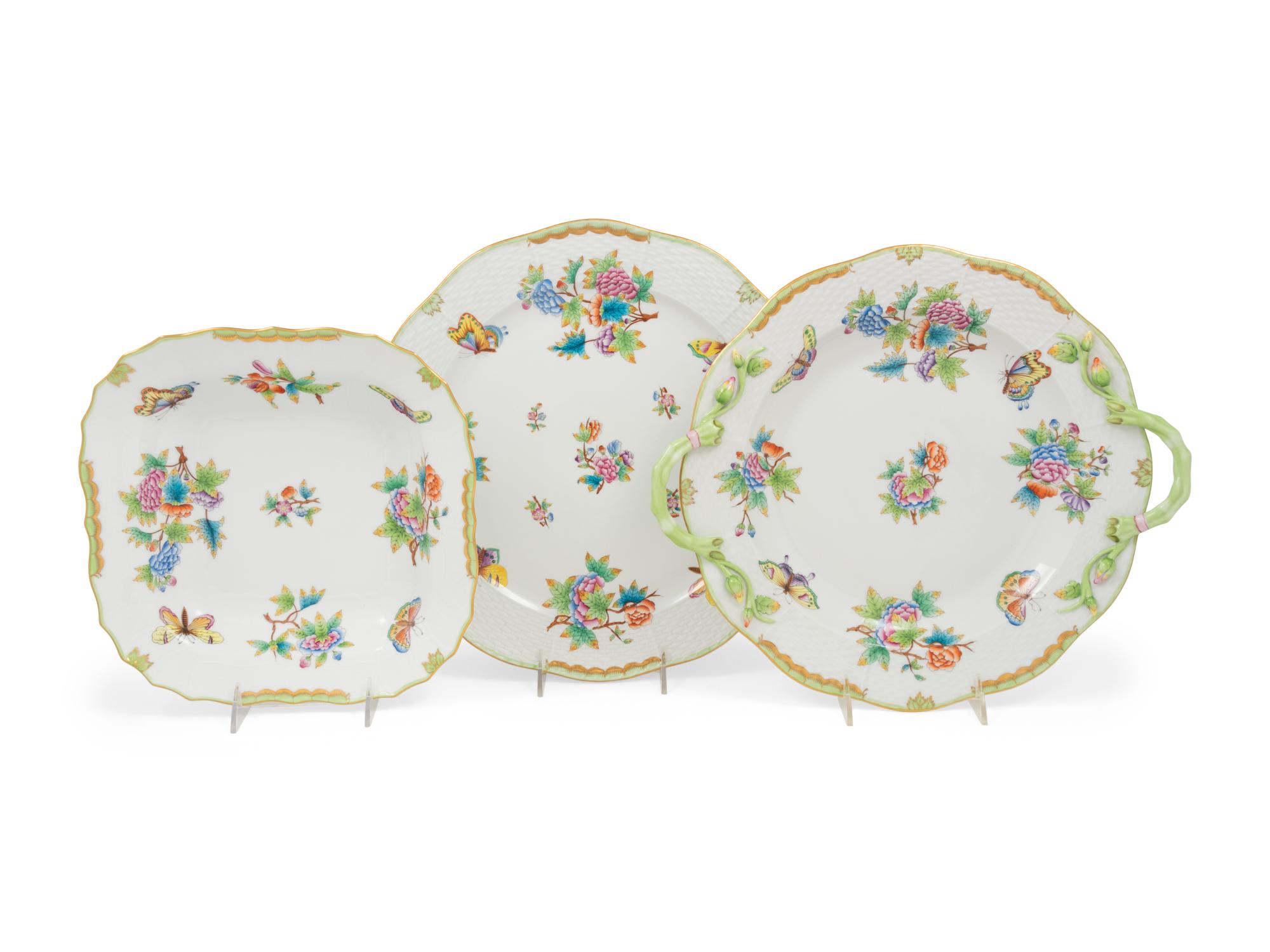 A Group of Herend Queen Victoria Porcelain Serving Articles