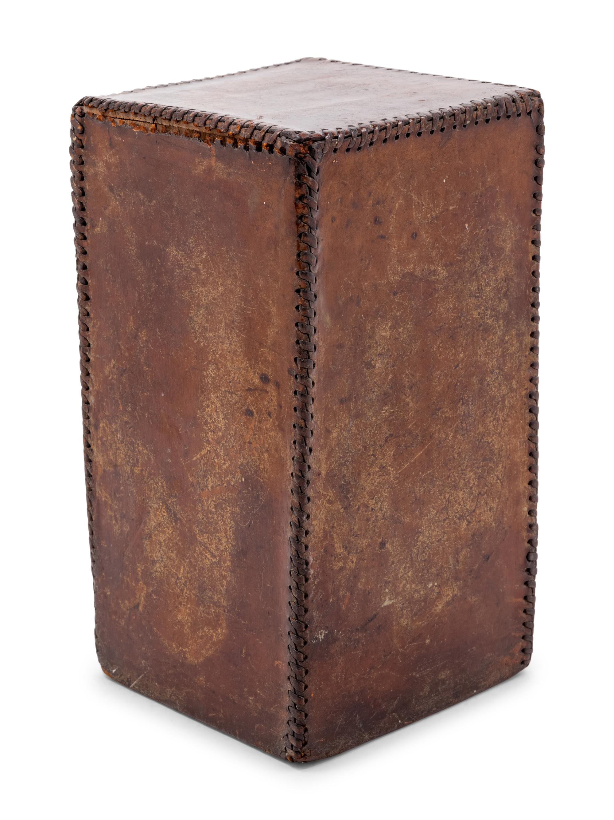 An English Leather Upholstered Stool