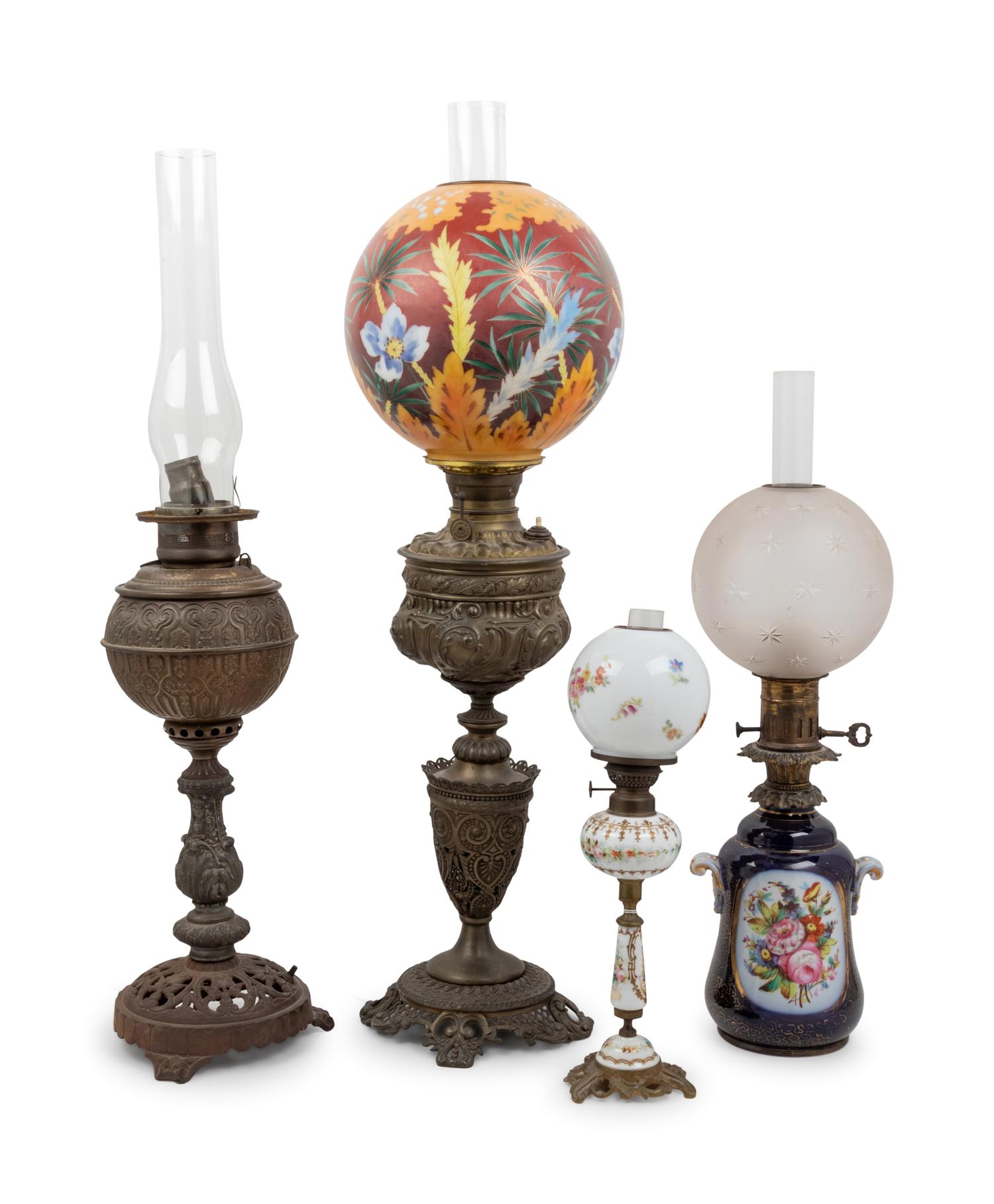 Four Victorian Oil Lamp Bases