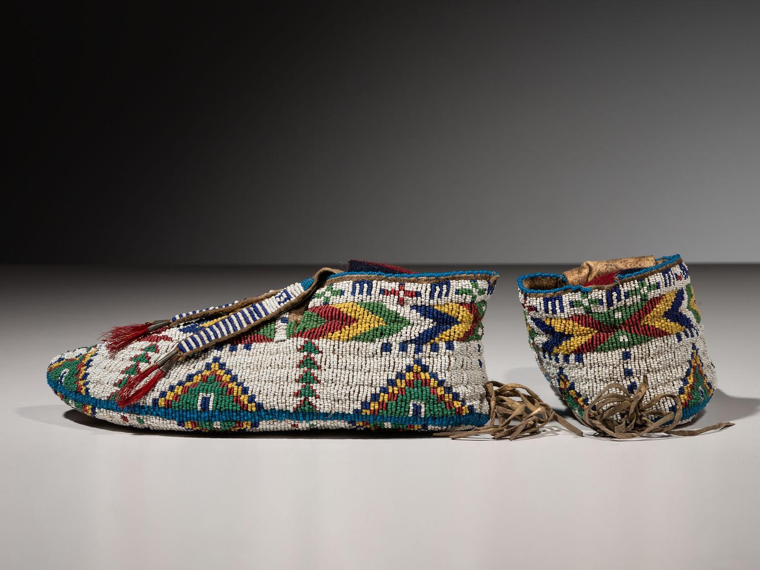 Sioux Fully Beaded Hide Moccasins
