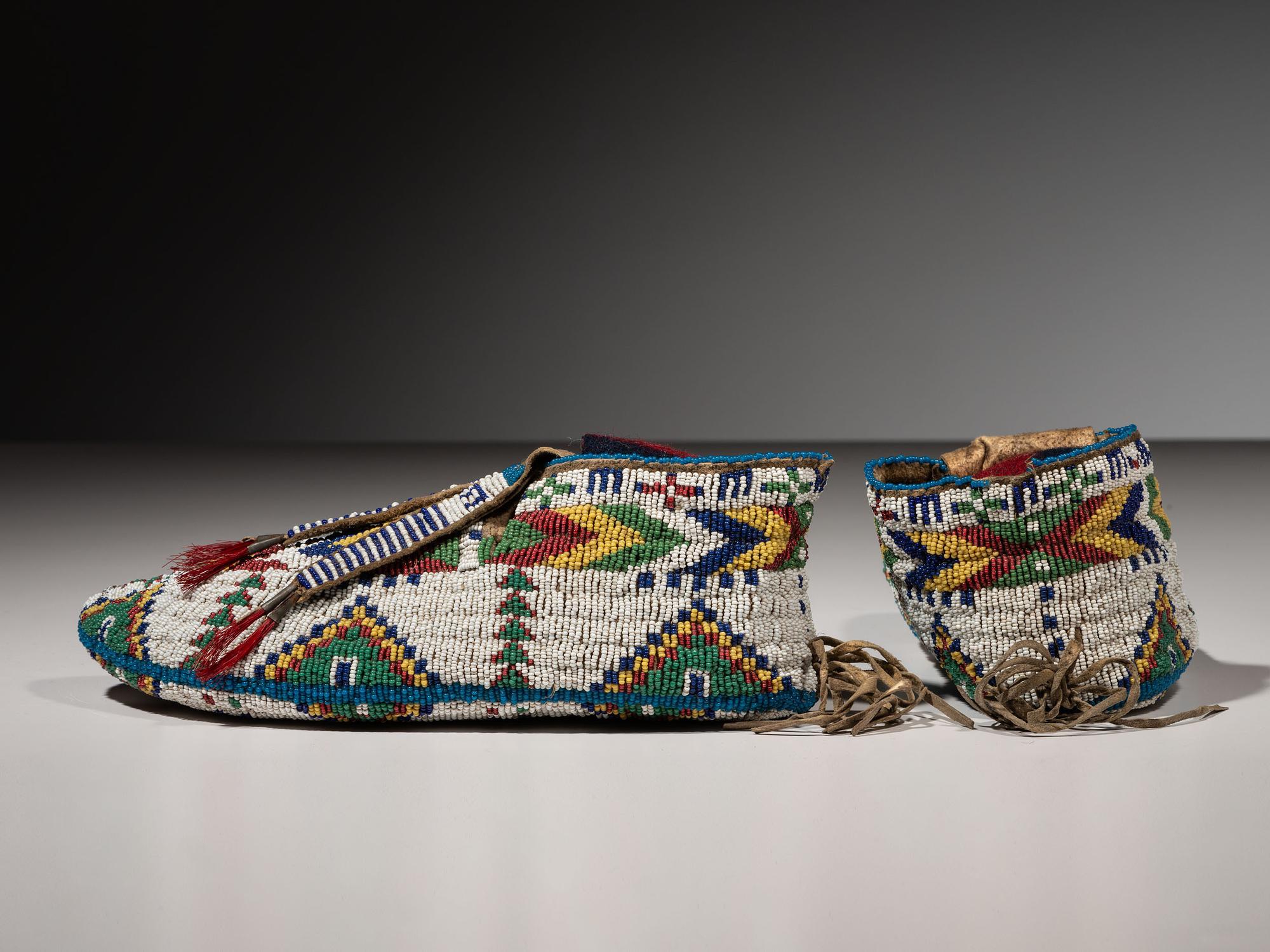 Sioux Fully Beaded Hide Moccasins