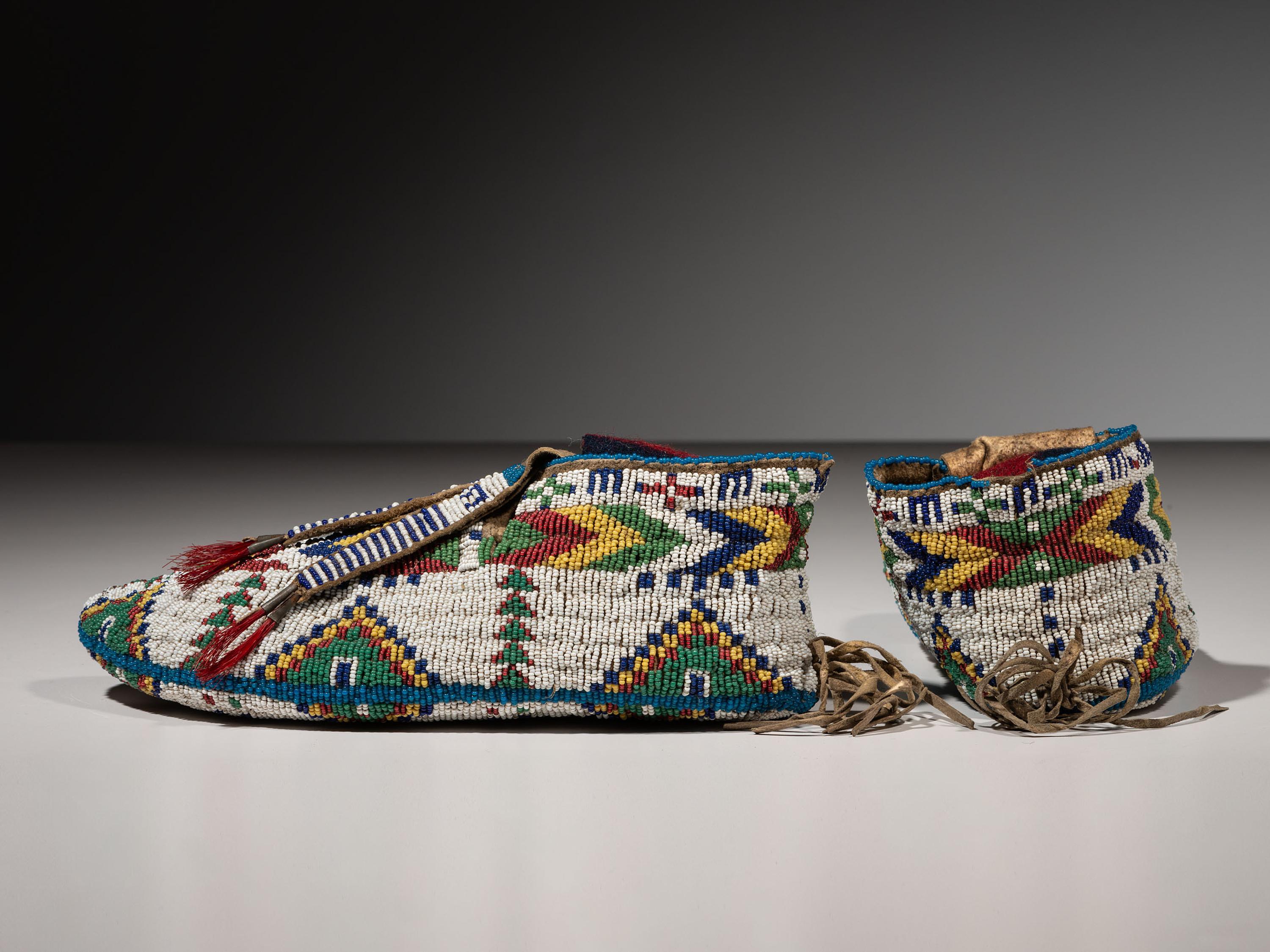 Sioux Fully Beaded Hide Moccasins