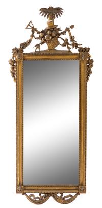 A Louis XVI Style Giltwood Mirror Heigh 55 x width 23 inches. — 19TH CENTURY