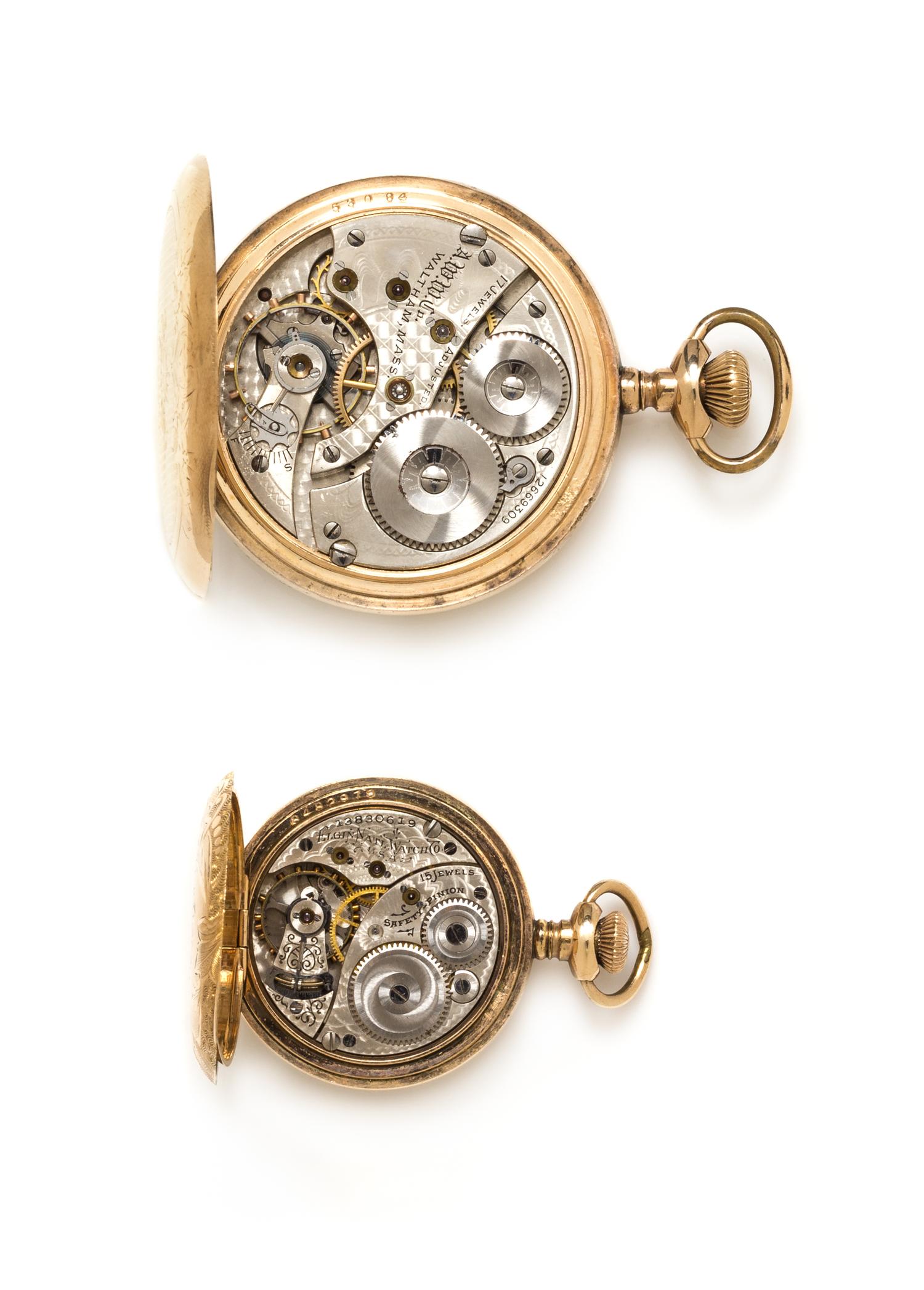 A Collection of Gold Filled Hunter Case Pocket Watches, Waltham and Elgin,