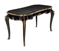 A Louis XV Style Gilt-Metal Mounted Ebonized Bureau Plat