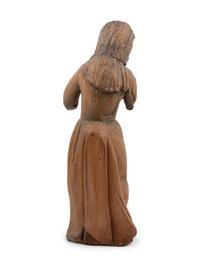 A Mexican Colonial Carved Wood and Alabaster Figure of a Saint