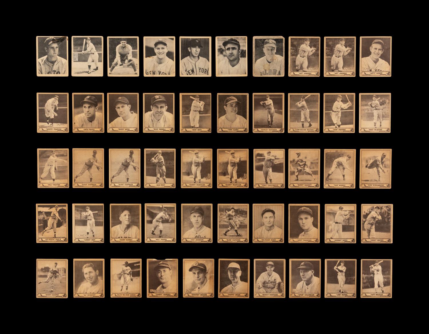 A Collection of 1939 and 1940 Play Ball Baseball Cards Including Jimmie Foxx and Multiple Hall of Famers