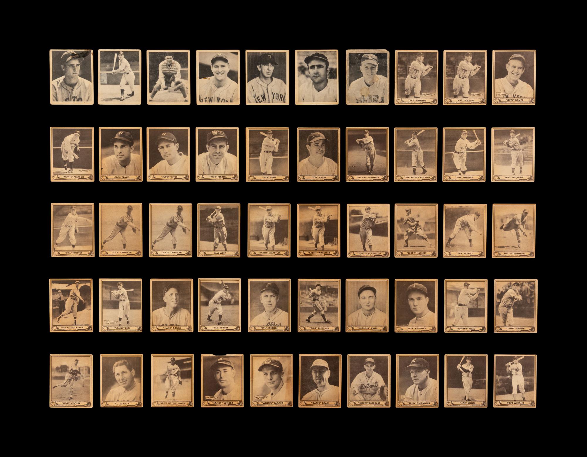 A Collection of 1939 and 1940 Play Ball Baseball Cards Including Jimmie Foxx and Multiple Hall of Famers