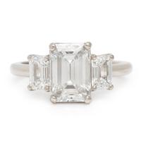 Emerald Cut Diamond and Platinum Ring