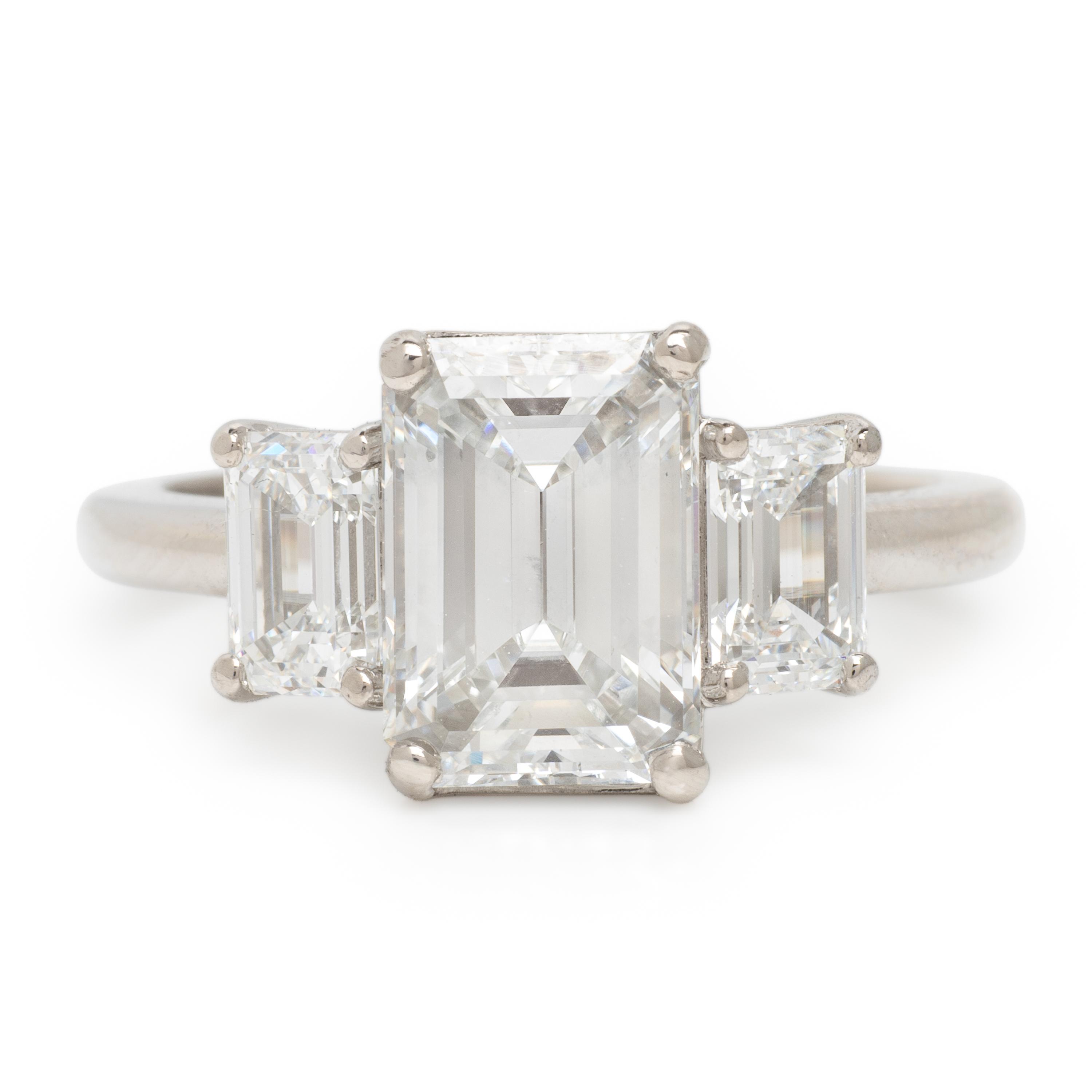 Emerald Cut Diamond and Platinum Ring