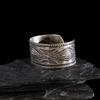 Early Navajo Heavily Stamped Ingot Cuff Bracelet
