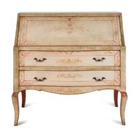 An Italian Painted Slant-Front Desk and Side Chair