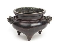 A Chinese Bronze Incense Burner Diameter 3 7/8 inches.