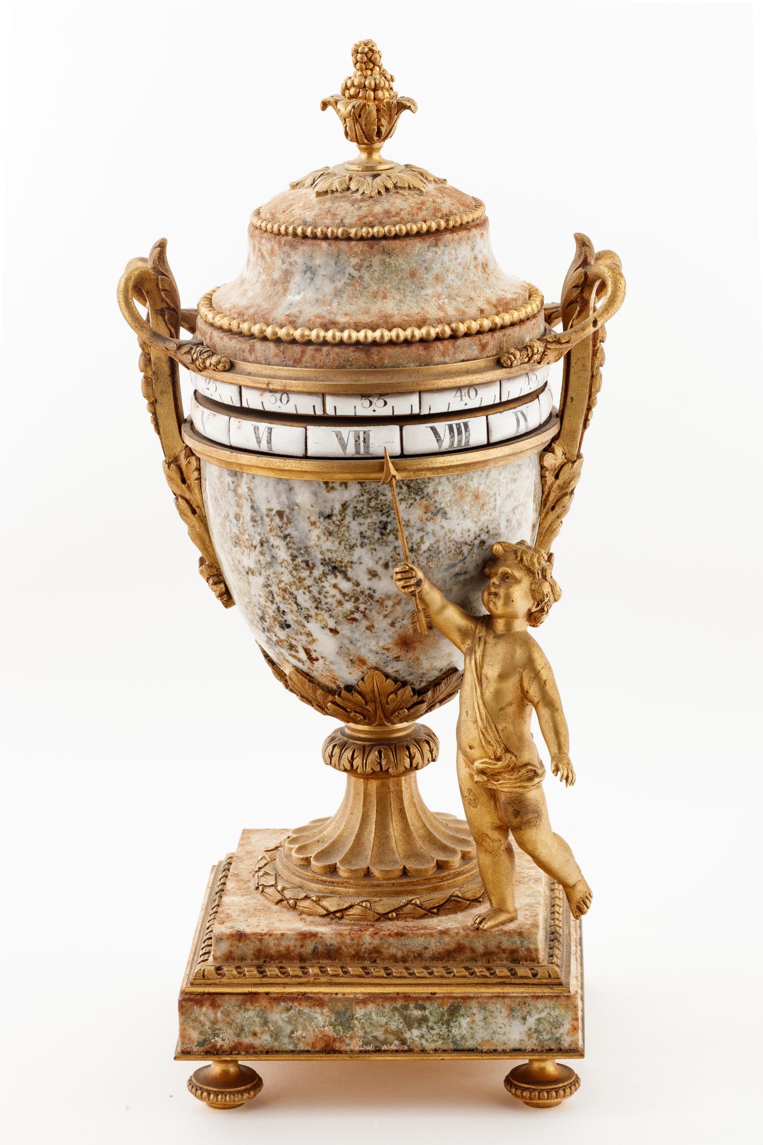 A Louis XVI Style Gilt Bronze and Marble Annular Clock