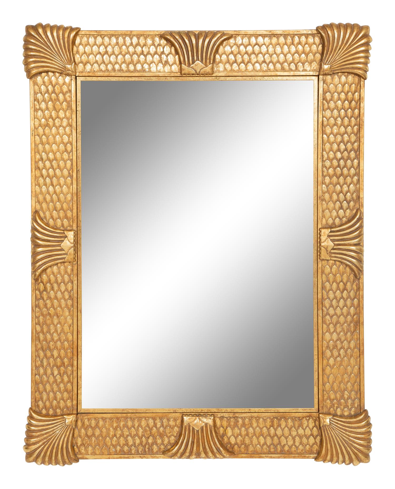 An Egyptian Revival Gilt Metal Framed Mirror