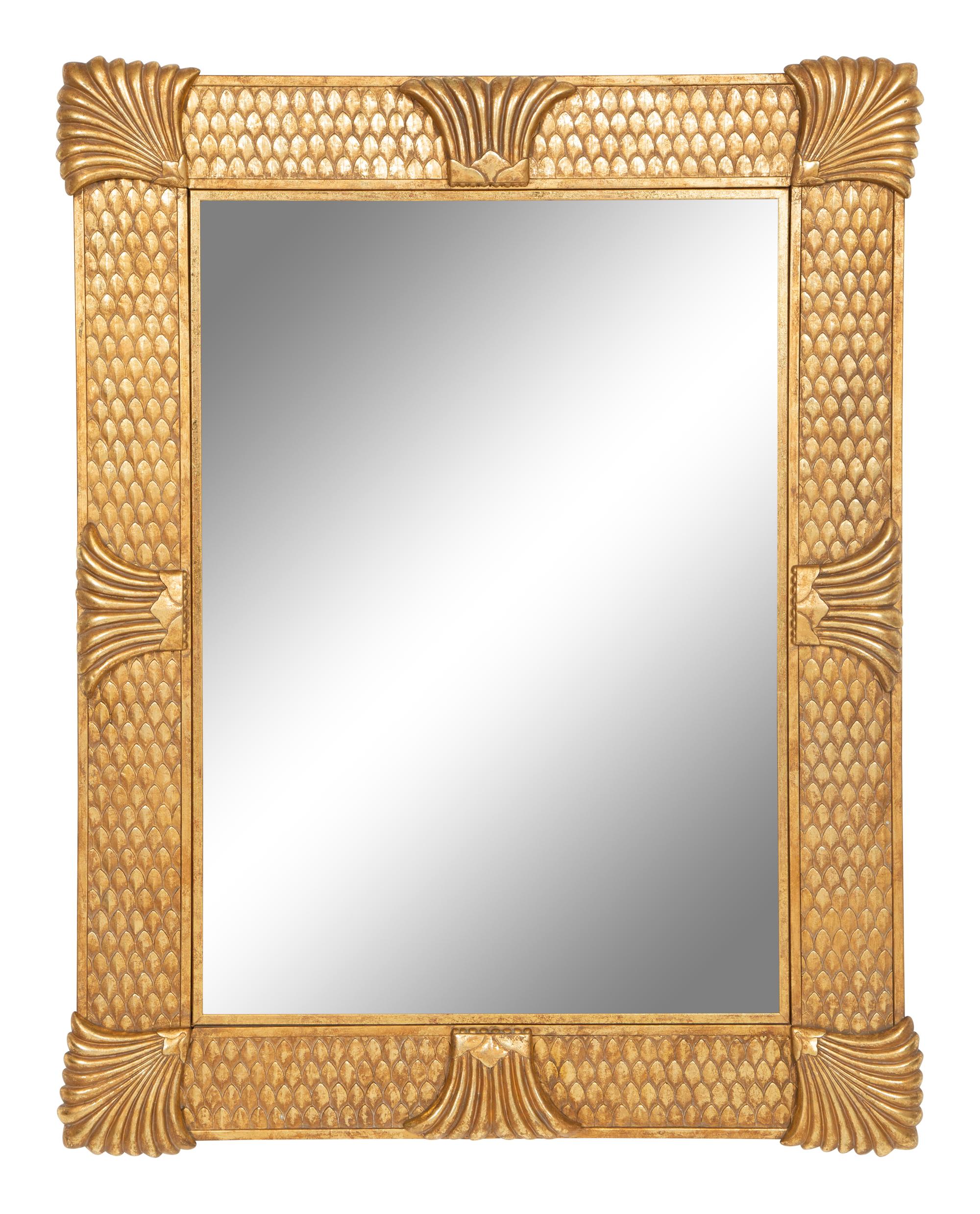 An Egyptian Revival Gilt Metal Framed Mirror
